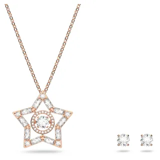 Swarovski Stella Set, rose Vergoldete Halskette und Ohrringe mit Strahlenden Swarovski Kristallen
