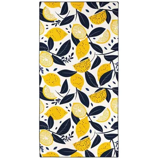 YISUMEI Mikrofaser Strandtuch, Weich Leicht Sandfest Schnelltrocknend, Obst Muster Druck - Zitrone, XXL(180x90cm)
