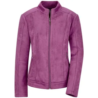 Blouson GOLDNER "Kurzgröße Elegante Veloursjacke mit Stehkragen", Damen, Gr. 25, pink (beere), Obermaterial: 95% Polyester PES. 5% Elasthan EL., Modisch, figurumspielend, Jacken Blouson, Passformnähte