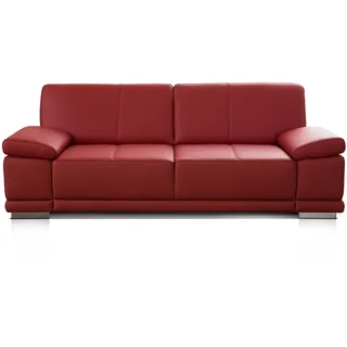 CAVADORE 3,5-Sitzer Ledersofa Corianne / Großes Echtleder-Sofa im modernen Design / Mit verstellbaren Armlehnen / 248 x 80 x 99 / Echtleder rot