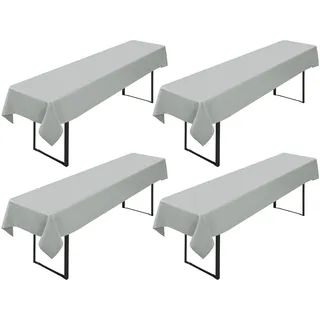 4 Stück Biertisch Tischdecke,für 50-70 cm Tischbreite,Hellgrau Biertisch Biertischhussen Bierzeltgarnitur Rechteckige Tischdecken Waschbar 100x250cm für Gartenbankett-Gartenmöbel