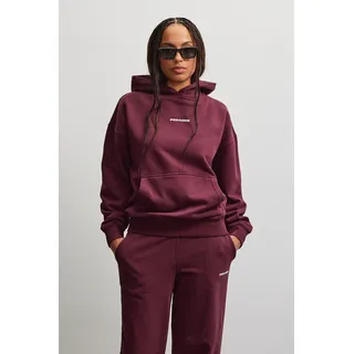 Kapuzensweatshirt PEGADOR "CLARITA LOGO OVERSIZED HOODIE", Damen, Gr. M, washed dunkelrot weiß, Sweatware, Obermaterial: 80% Baumwolle, 20% Polyester, unifarben, oversize normal, Rundhals, Rippbündchen, Sweatshirts Kapuzensweatshirt, Baumwollmischung, oversize