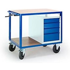Tischwagen höhenverstellbar, 1090 x 700 mm, mit Schubladenschrank, Tragkraft 400 kg