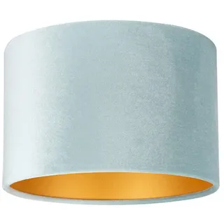 Leuchtenschirm , Hellblau , Metall, Textil , Federn , zylindrisch , E27 , 24 cm , Lampen & Leuchten, Leuchtenzubehör, Lampenschirme