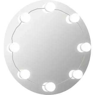 vidaXL Wandspiegel mit LED-Beleuchtung Rund Glas - Silber
