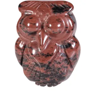 KYEYGWO Kristall Eule Figur für Haus Decor, Klein Mahagoni Obsidian Stein Käuzchen Statuen Heilstein Tierskulptur Talisman Palm Taschensteine Sammlerfigur Vögel Ornament, 3,1cm