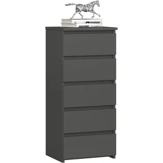 Kommode mit 5 Schubladen Kommode Organizer Kommode mit Schubladen 40 cm breit 92 cm hoch | graphit Highboard Sideboard Schrank schmal - Grau