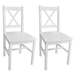 vidaXL Esszimmerstühle 2 Stk. Weiß Kiefernholz