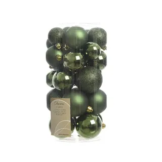 30 Weihnachtskugeln, Farbe: Tannengrün, Weihnachtsdekoration.
