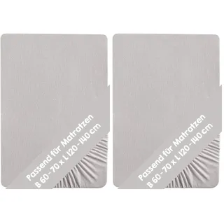 roba Spannbettlaken Lil Planet 60 x 120 – 70 x 140 - Baby Bettlaken für Kindermatratzen - Bio Baumwolle - GOTS und Oeko-Tex Standard 100 - Grau (Packung mit 2)