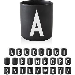 Design Letters Buchstaben Tasse Personalisiert (A-Z) | Kaffeebecher Porzellan Schwarz | Geburtstagsgeschenk, Personalisierte Geschenke | Geschenke für Frauen, Männer| Initialen Tasse | Teetasse 250Ml