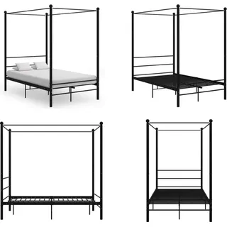 vidaXL Himmelbett Schwarz Metall 120x200 cm - Bettrahmen - Metall-Bettrahmen - Bett - Betten - Schwarz