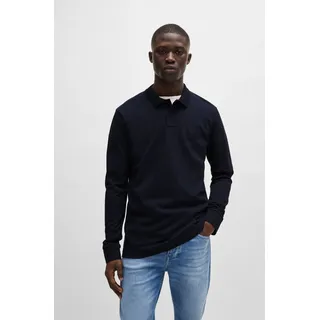 Poloshirt BOSS ORANGE "Passerby Langarm Regular Fit", Herren, Gr. L, blau (404_schwarz_blau), Jersey, Obermaterial: 95% Baumwolle, 5% Elasthan, bestickt, unifarben, körpernah hüftbedeckend, hoch geschlossener Ausschnitt, eingesetzt elastischer Bund, Shirts Poloshirt, Langarm Classic Stretch Pique Polo, pflegeleicht