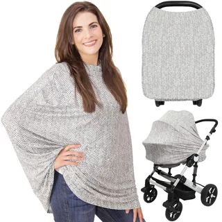 KeaBabies Stilltuch für Unterwegs - Multifunktionale Autositzbezüge für Baby, Weich & Atmungsaktiv Nursing Breastfeeding Cover, Babyautositzbezug für Mädchen, Junge Kinderwagenbezug (Herringbone)