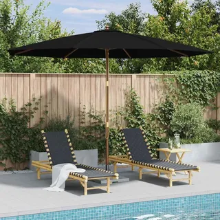 vidaXL Sonnenschirm mit Holzmast 350 cm Schwarz - Schwarz