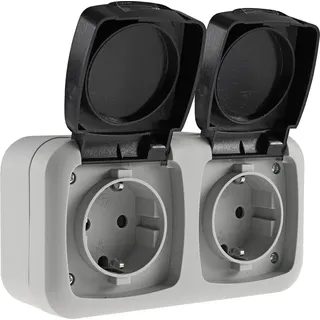 ChiliTec Doppelsteckdose 2-fach Grau 1 St.