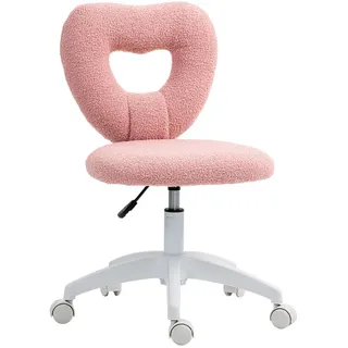 Shopentra Drehstühle Teddy Herz Rückenlehne ohne Armlehne Rosa , Pink , Metall , 45x88x56 cm , Büromöbel, Bürostühle, Drehstühle