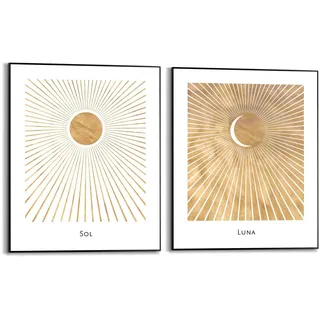 Poster REINDERS "Sonne und Mond", gold (farbe bild(er): goldfarben), B:50cm H:40cm T:1,6cm, Holzwerkstoff, Bilder, Poster