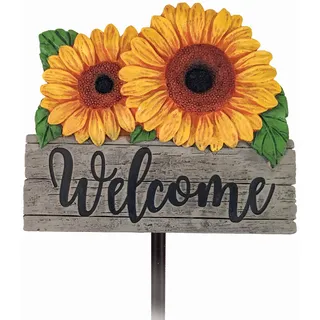 Spoontiques - Sonnenblumen-Willkommens-Gartenstecker – Gartendekoration – dekorativer Pfahl für Rasen und Hof – Mehrfarbig