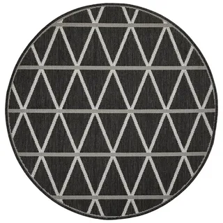 Novel Outdoorteppich , Schwarz , Textil , Raute , rund , Teppiche und Böden, Teppiche, Outdoorteppiche