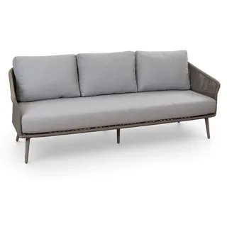 Loungesofa Alezio | 3 Sitzer | Elfenbeinfarbe | Camel Mocca | Aluminium und Rope - Beige, Braun