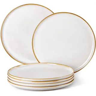 Homikit Dessertteller, 6-tlg Steinzeug Klein Teller Set, 20,2 cm Reaktive Glasur Essteller Salatteller, Modern Servierteller für 6 Personen, Mikrowellenfest & Spülmaschinenfest, Jupiter Beige