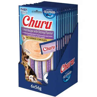 INABA Churu Hundebonbons mit Fisch und hochwertigen Zutaten, reich an Feuchtigkeit und Eiweiß, kalorienarm, ohne Getreide oder Zucker 56g (12er Pack)
