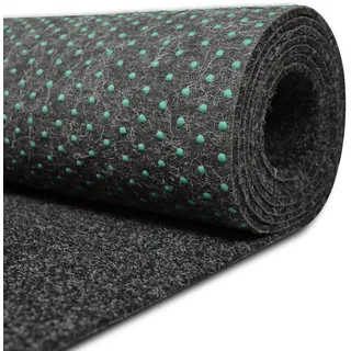 Rasenteppich outdoor Kunstrasen für den Balkon 300x100 cm Raseteppich mit Noppen Meterware Schwarz/Anthrazit Vliesrasen wasserdurchlässig, 1m breit Bodenbelag