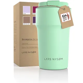 LARS NYSØM Thermo Kaffeebecher to go 500ml | Travel Mug 0,5 Liter mit Isolierung | Auslaufsicherer Edelstahl Thermobecher für Kaffee und Tee unterwegs | Teebecher (Mint Green, 500ml)