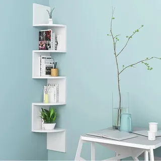 Eckregal mit 5 Ebenen für die Wand - Schwarz