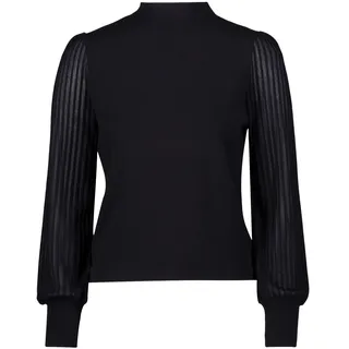Zero Rundhalspullover "Feinstrickpullover mit Spitzenärmeln", schwarz beauty