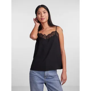 Pieces »PCTIFFANY STRAP LACE TOP WVN NOOS BC« Kunstfaser, regular fit, schwarz,