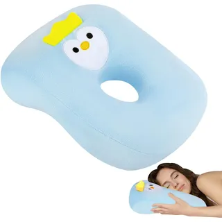 AOOSA Piercing Kissen, Atmungsaktiv Nickerchen Kissen, Niedlich Pinguin Ohrkissen für Damen Mädchen Kinder, Weiches Nickerchenkissen in Klassenzimmern Büros Bibliotheken Flugzeuge Geeignet, Blauer