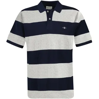 Poloshirt GANT "Poloshirt BLOCK STRIPE POLO", Herren, Gr. 3XL, grau (grau (grau melange)), Obermaterial: 100% Baumwolle CO., Shirts Poloshirt