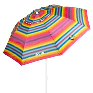 AKTIVE Strandschirm 220 cm, Windproof Sonnenschirm, Belüftungsdach, 28-32 mm Mast, UV 50 Schutz, inkl. Aufbewahrungstasche