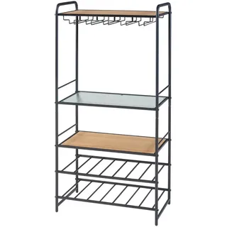 [en.casa] Weinregal Hustadvika 120 x 61 x 33 cm Schwarz/Eiche