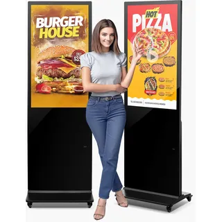 VEVOR digitaler Kundenstopper Werbedisplay Werbeaufsteller (Bildschirmgröße 109 cm), 2 K UHD LCD Bildschirm, 2 GB RAM & 32 GB ROM, Stand-Display mit WiFi USB Eingang Touchscreen-Anzeige