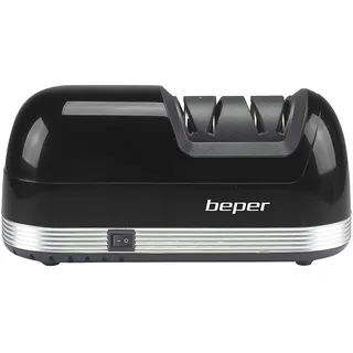Beper P102ACP010 Elektrischer Messerschärfer, 40 W, Diamantscheiben, 2 Schleifkappen, rutschfeste Unterseite, Magnetfach