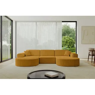 altdecor Ecksofa in U-Form MARI-U1 -303x171x79,5 cm Senfgelb - Corner Sofa Bett Eckcouch Couch L-Form Wohnlandschaft Cauchsofa - Gelb