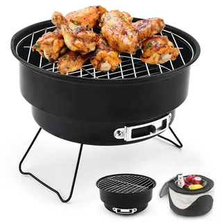 Seahelms Klappgrill Klein Grill Camping Grill 26×26×18cm Tragbarer Campinggrill BBQ Grills mit Isolierter Tasche for Picknick Outdoor Garten Party