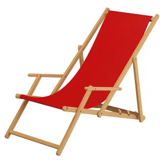 Gartenstuhl rot Buche hell klappbar Sonnenliege Relaxliege Strandstuhl Klappstuhl 10-308 N - Rot