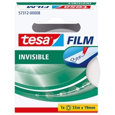 tesafilm invisible, 33m x 19mm, 1 Rolle in der Hängefaltschachtel, 57312-00008-02, weiß