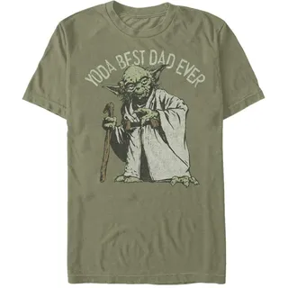 Star Wars Men's Yoda Best Dad Ever Military Green T-Shirt