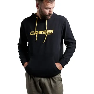 CRESSI Hoodie Unisex - Sportliches Sweatshirt Kapuze mit Kordelzug, Schwarz/Gelb, Erwachsene