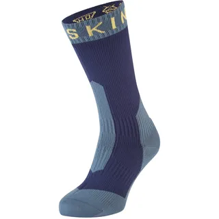 SealSkinz Unisex Extrem Kaltes Wasser Wasserdichte Socken – Mittellang, Blau/Gelb, S, 11100067007, Navy Blue / Yellow