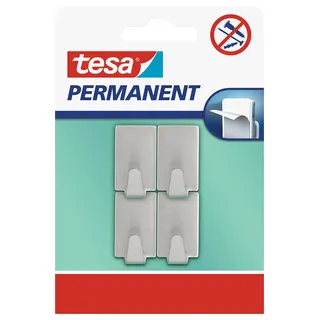 Tesa Permanent Haken Rechteckig Metall Grau