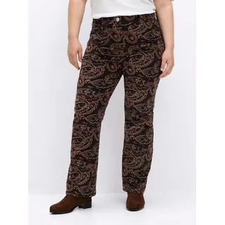 Samthose SHEEGO BY JOE BROWNS, Damen, Gr. 52, Normalgrößen, braun (braun, bedruckt), 97% Baumwolle, 3% Elasthan, Paisley, bedruckt, gemustert, mehrfarbig, Hosen Samthose