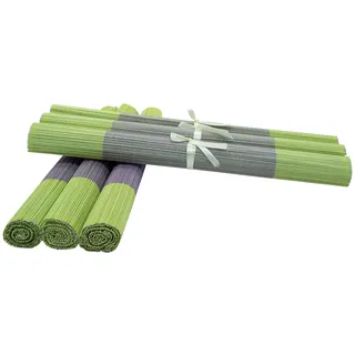 HEITMANN DECO 6er Set Bambus-Tischsets: Eckiges Platzset, Untersetzer für Teller, grün/lila, ca. 48 x 33 cm