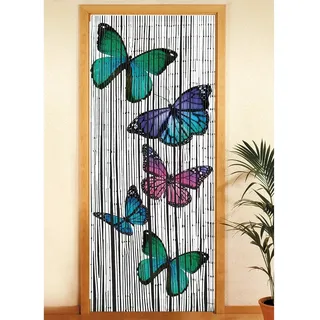 Wenko Bambusvorhang Schmetterlinge Ösen 90 x 200 cm Mehrfarbig