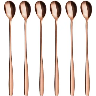 GRÄWE Eis- und Latte Macchiato Löffel aus Edelstahl, langer Löffel, ideal für Kaffee, Desserts und Eistee, spülmaschinenfest, Rotgold